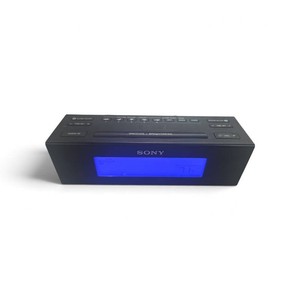 Sony Dream Machine ICF-C707 AMFM digital clock radio featuring a blue backlit LCD screen, built-in nature sounds, and an auxiliary input