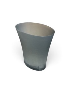 gray-tinted plastic wastebasket