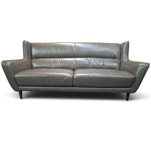 contemporary leather sofa with a graydove-grey finish