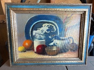 Framed oil painting by Hermes