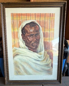 Vintage framed Canyon tribal portrait, print by Joy Adamson