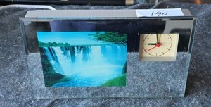 Vintage Visiontac Electric Lighted Motion Waterfall Mirror with Quartz Alarm Clock