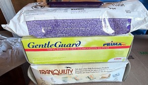 Examination gloves and Sani cloth