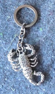 Silver-tone metal scorpion keychain