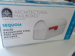 Sequoia White Galvanized Steel Post Mount Mailbox