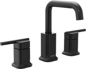Moen Inara Matte Black Widespread Bathroom Faucet with Drain