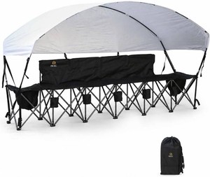 Nice C 4-Seat Folding Team Sideline Bench with Canopy and Cooler