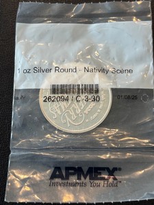 1 Ounce .9999 Fine Silver Round APMEX Nativity Scene