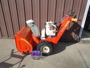 Simplicity 350 8 hp heavy duty electric start snow blower. Good over all condition. Tested & works. As shown.
