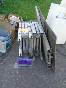 Folding ladders with some damage & scaffold plank. As shown.