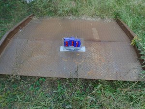 Very heavy ramp for trailer loading. 6 x 6. Bring trailer & winch or 10 guys to help load. As shown.