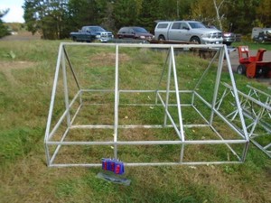 Aluminum frame. Was 2 awnings. Would make nice green house frame. As shown.
