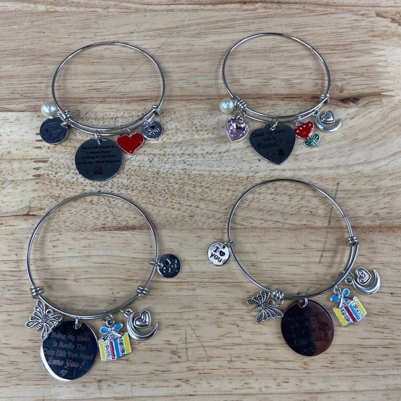 Silver-Tone Charm Bracelets - Daughter, Niece, Warm Home, and Life is Beautiful - Brand New