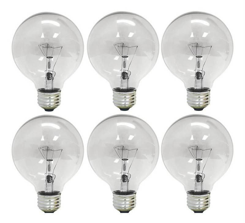GE 40G25 40-Watt Clear Globe Light Bulbs, 6-Pack - Brand New