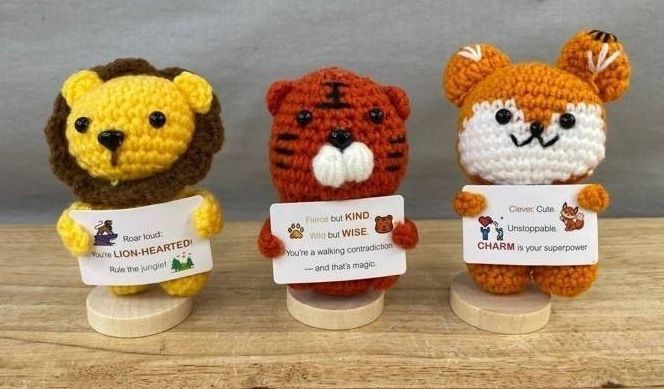 Aplushuman Crochet Animal Figures, 3 Total - Brand New