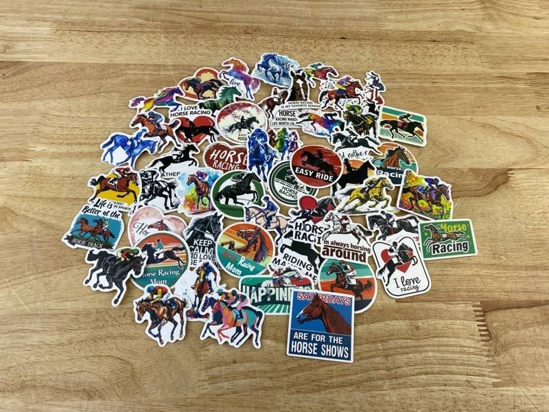 Horse Racing Sticker Assortment, 50 Total - Brand New