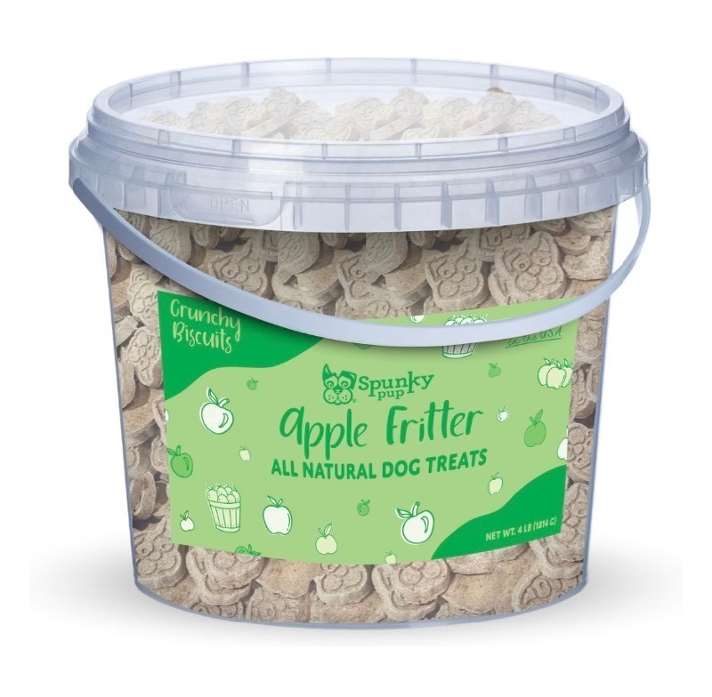 Spunky Pup Apple Fritter Biscuits Crunchy Dog Treats, 4 LB Bucket, $30 Retail - Brand New