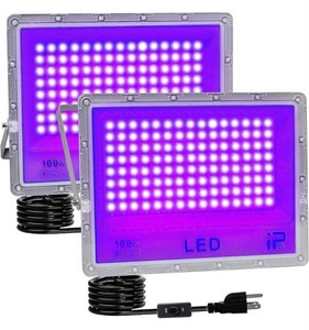 100W LED UV Blacklight Flood Lights, 2 Total - Brand New