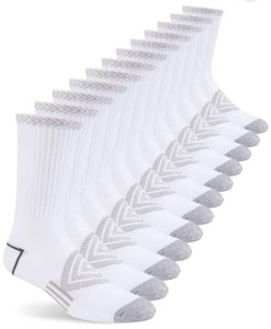 Cooplus Mens Crew Socks, White, 6 Pairs - Brand New