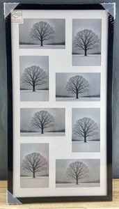Black 8-Photo Collage Frame with White Mat 23.75 x 12.75 - Brand New