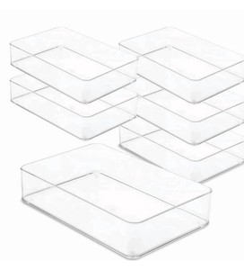Primebox Clear Plastic Drawer Organizers 9 x 6 x 2, 6 Total - Brand New