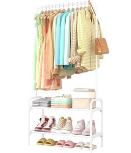 Sakugi 2-Tier Fabric Shelf Clothing Rack, White, 29 x 11.8 x 59