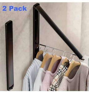 JKXTDKS Wall-Mounted Retractable Drying Racks, Black, 2 Total - Brand New
