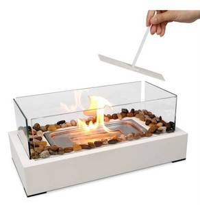 KORNIFUL White Tabletop Fire Pit with Glass Windshield - Brand New