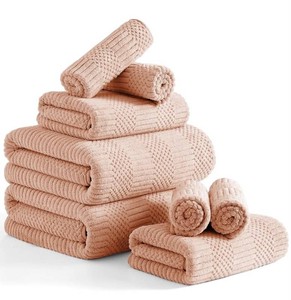 Beartech 700 GSM Microfiber Bath Towel Set, Dark Orange, 8 Pieces - Brand New