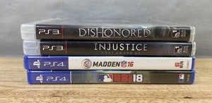 4 PlayStation Video Game Collection - Dishonored, Injustice Gods Among Us, Madden NFL 16, R.B.I. Baseball 18&nbspC