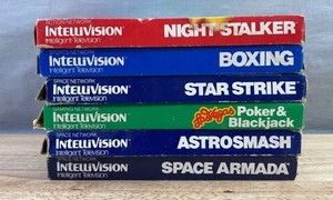 6 Vintage Intellivision Video Game Collection - Night Stalker, Boxing, Star Strike, Las Vegas Poker &amp Blackjack, Astrosmash, Space Armada&nbspC