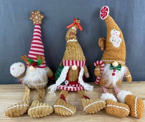 Christmas Plush Gnome Decorations, 3 Total
