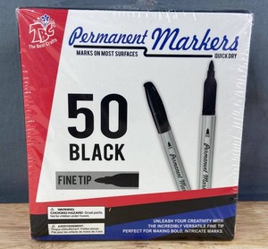 Black Fine-Tip Permanent Markers, 50 Total - Brand New
