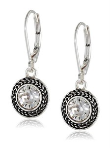 Sterling Silver Boho Crystal Dangle Earrings - Brand New