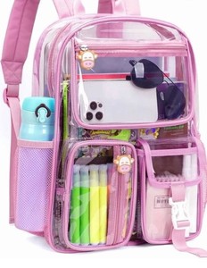 Tinyat Clear Transparent Stadium-Approved Backpack, Pink, 15 - Brand New