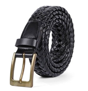 Whippy Mens Braided Leather Belt, Black, Size 26 - 33 - Brand New