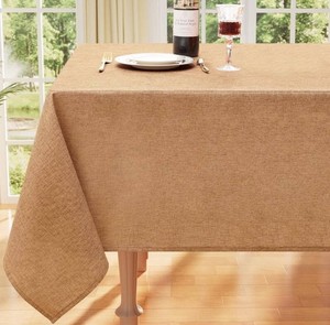 DecorUhome Waterproof Faux Linen Tablecloth, Amber Bronze, 52 x 70 - Brand New
