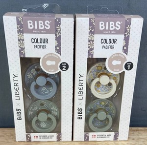 BIBS Liberty Colour Pacific Pacifiers Sizes 1 & 2, 4 Total - Brand New