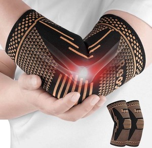 Reosot Copper Elbow Compression Sleeves Unisex Size Small, Black and Gold, 2 Total - Brand New