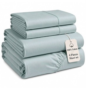 Linnene King Cotton Sheet Set, Sage Green, 4 Piece, $130 Retail - Brand New