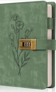 Ovesmusl Locking College Ruled Diary Journal Notebook - Green Bouquet - Brand New