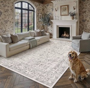 BERTHMEER Vintage Gray Washable Area Rug, 9 x 12, $140 Retail - Brand New