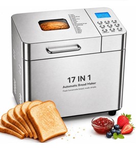 Amumu Automatic Digital Bread Maker, Silver Stainless Steel, $100 Retail - Brand New