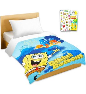 Nickelodeon SpongeBob SquarePants Twin Bedspread Set with Stickers, 55 x 90 - Brand New