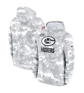 Nike Green Bay Packers NFL Football Salute to Service Digital Camo Hooded Sweatshirt, Mens Large - Brand New I