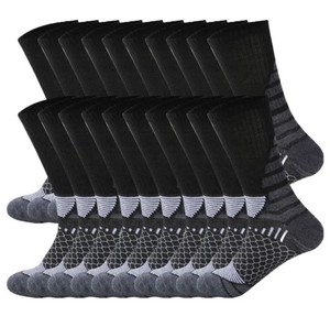 20 Pairs of Mens Knit Long Athletic Black Polyester Socks - Brand New