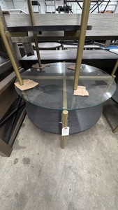 GLASS AND GOLD FRAME COFFEE TABLE-NEW