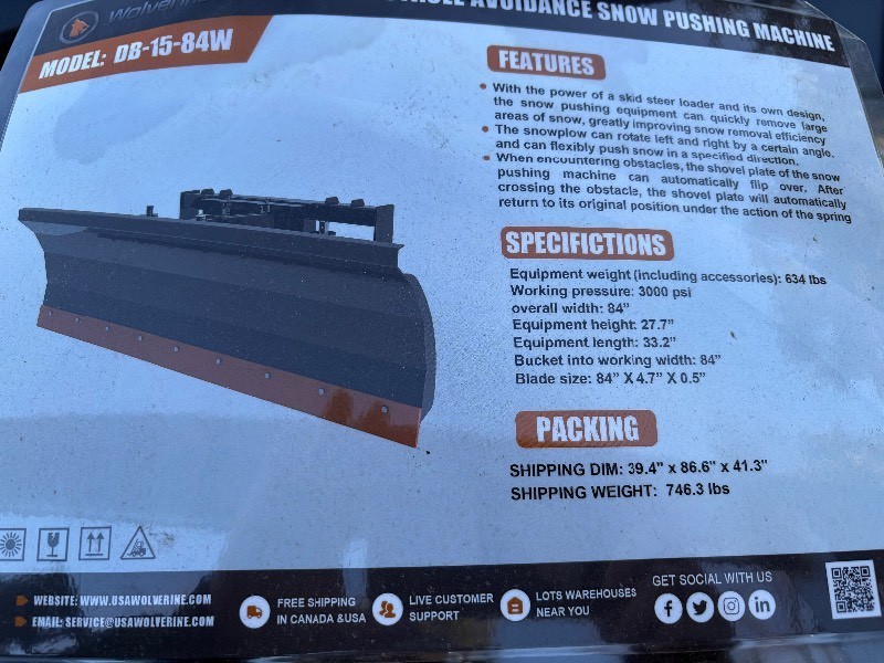 Wolverine Skid Steer Snow Dozer Blade (DB-15-84W)