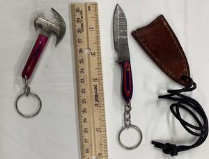 Mini Hatchet Key Chain Set and a Mini Knife,