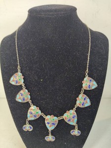 Sterling Silver Enameled Drop Necklace